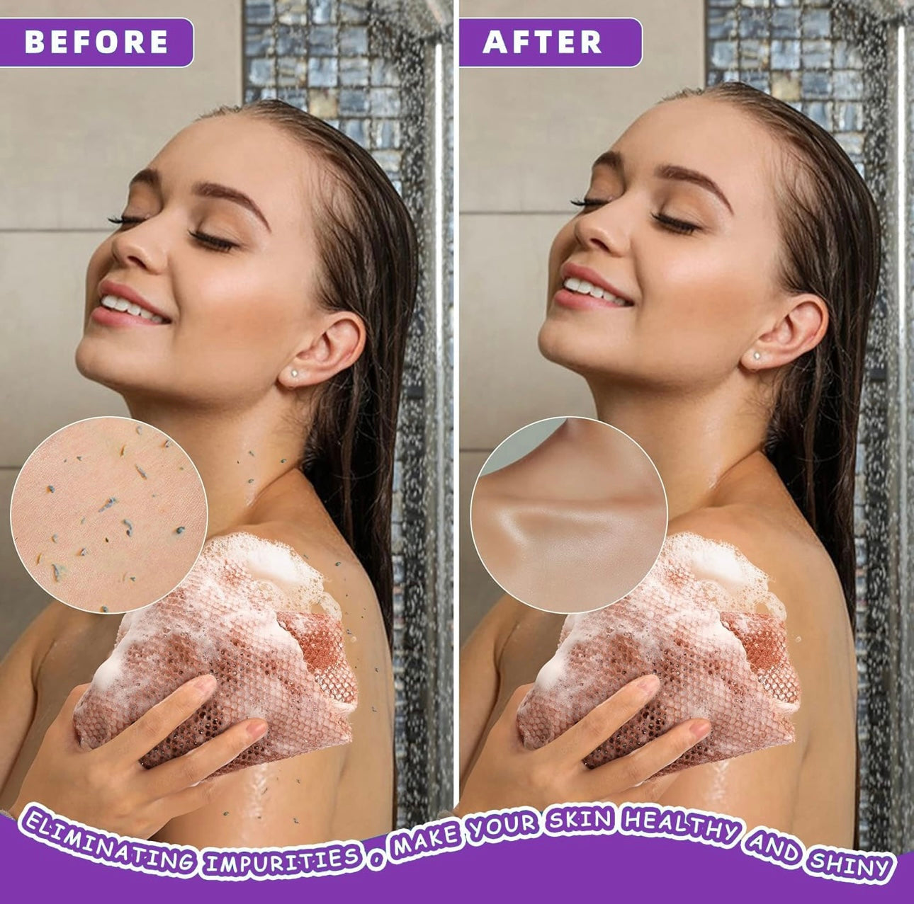 AFRONEST - African Net Sponge Exfoliating Body Scrubbe for Gentle Skin Care